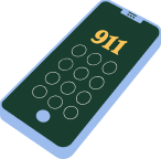 Illustration of phone with 911 dialed.