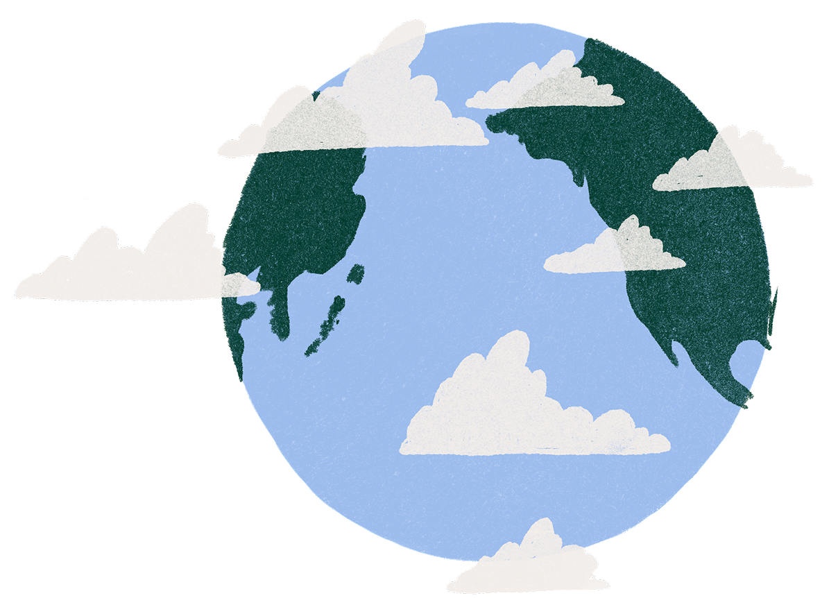 Illustration of earth with clouds.