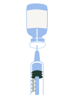 Illustration of needle drawing out naloxone.
