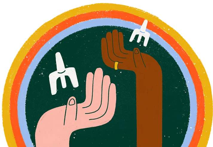 Illustration of two hands - circle pattern.